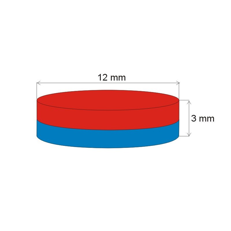 Magnet neodim cilindru cu diam.12x3 N 80 °C, VMM4
