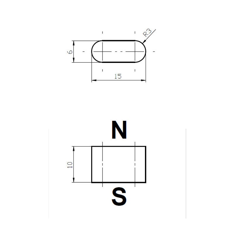 Magnet neodim bloc 15x6x10 (R3) N 120 °C, VMM4H-N35H