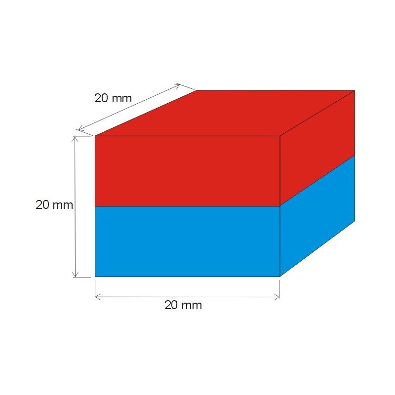 Magnet neodim bloc 20x20x20 N 80 °C, VMM4-N35