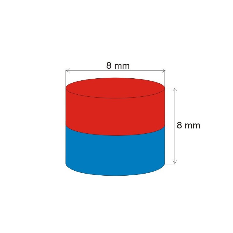 Magnet neodim cilindru cu diam.8x8 N 80 °C, VMM4-N35