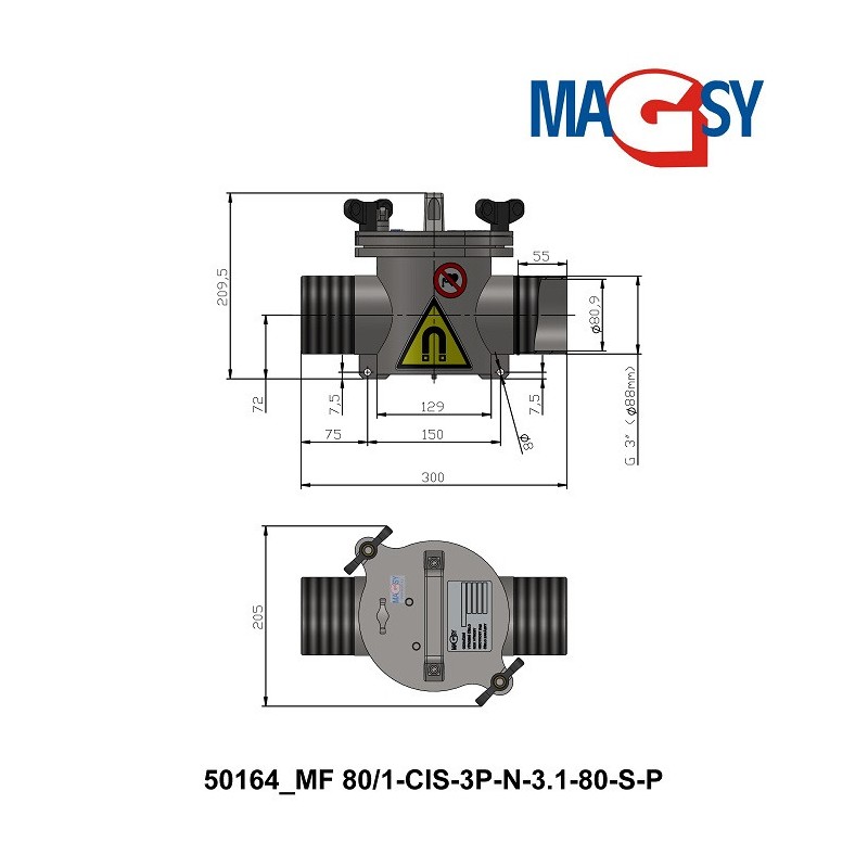 Separator magnetic lichide MF 80/1-CIS-3P-N-3-80-S-P