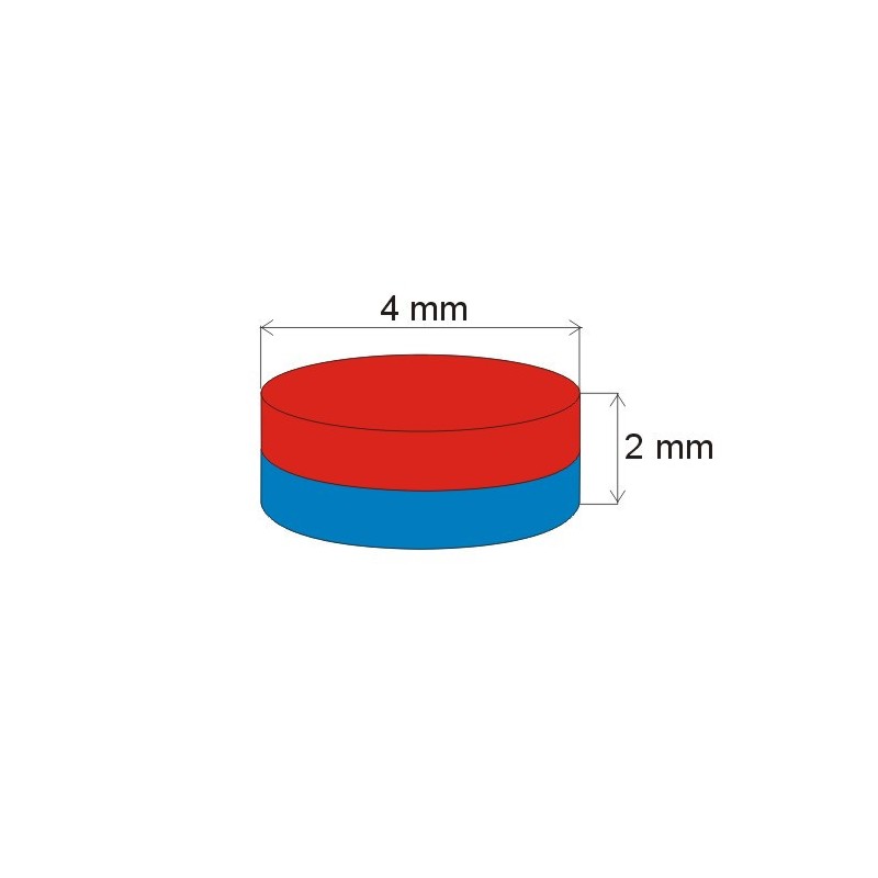Magnet neodim cilindru cu diam.4x2 N 80 °C, VMM4-N35