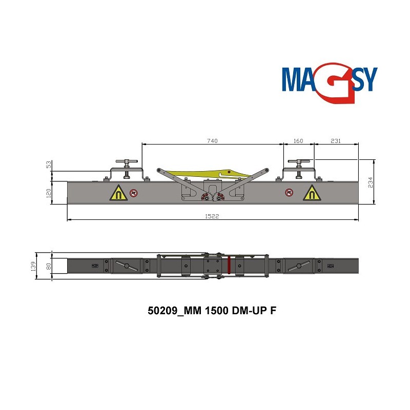 Mătură magnetică pentru stivuitor MM 1500 DM-UP F