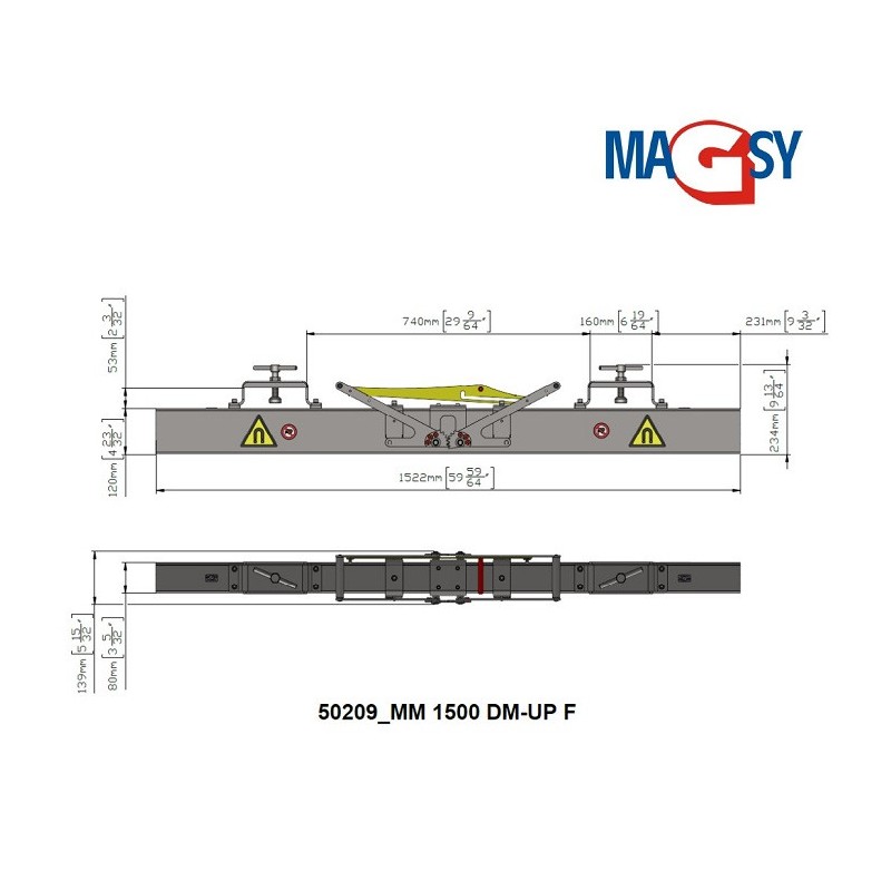 Mătură magnetică pentru stivuitor MM 1500 DM-UP F