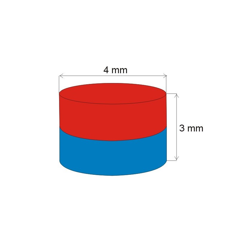 Magnet neodim cilindru cu diam.4x3 N 80 °C, VMM7-N42