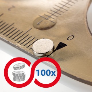 Magnet neodim cilindru cu diam.5x1 N 80 °C, VMM5-N38 - set 100 buc