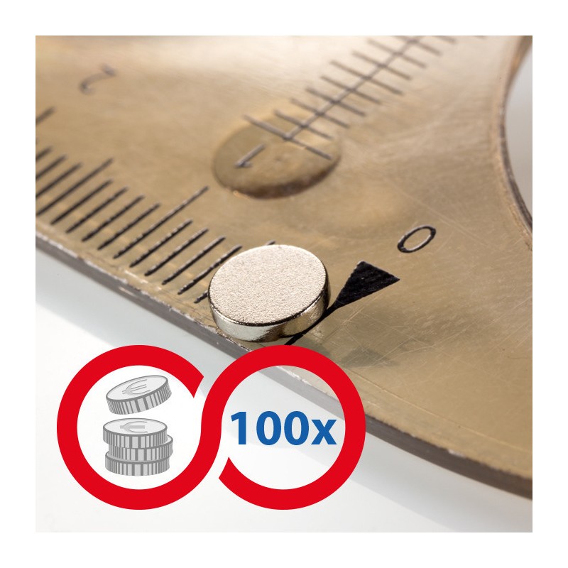 Magnet neodim cilindru cu diam.5x1 N 80 °C, VMM5-N38 - set 100 buc