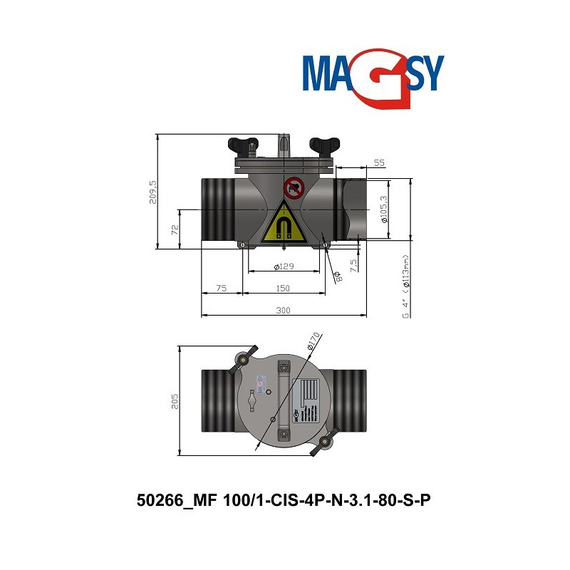 Separator magnetic lichide MF 100/1-CIS-4P-N-1.1-80-N-P-MODEL 1