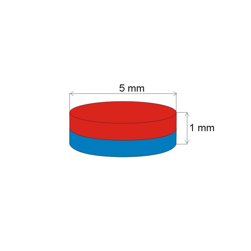 Magnet neodim cilindru cu diam.5x1 N 80 °C, VMM5-N38 - set 100 buc