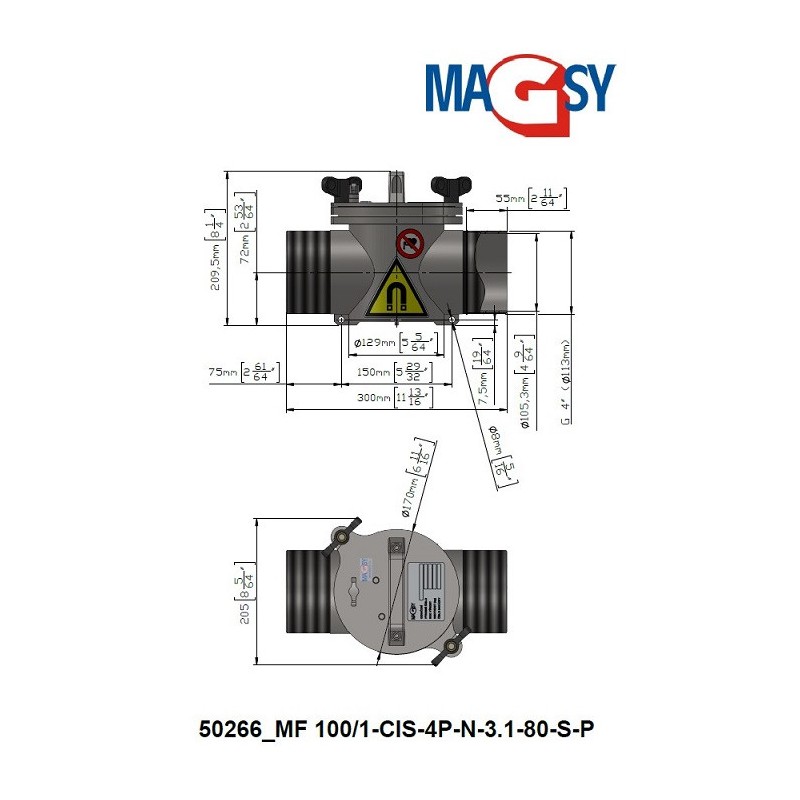 Separator magnetic lichide MF 100/1-CIS-4P-N-1.1-80-N-P-MODEL 1