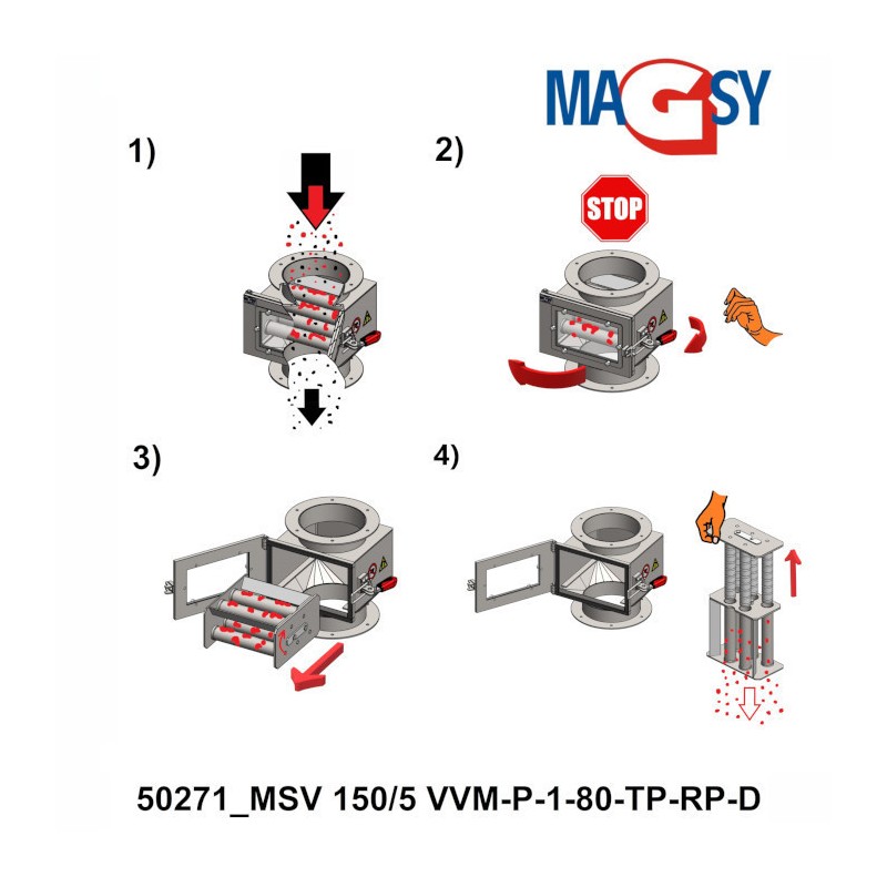 Separator magnetic cu grile MSV 150/5 VVM-P-1-80-TP-RP-D