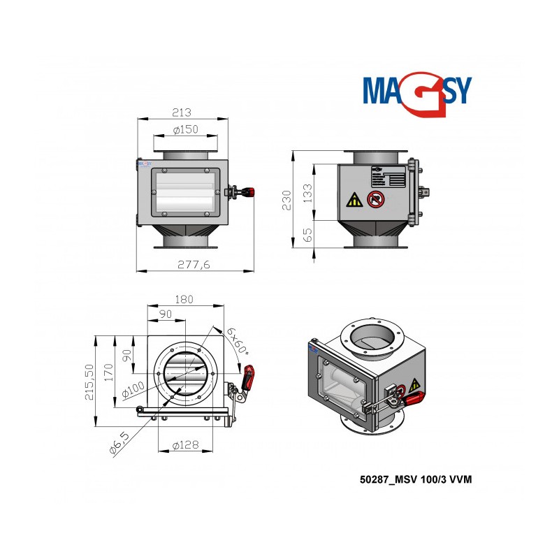 Separator magnetic cu grile MSV 100/3 VVM-P-1-80-TP-RP-D
