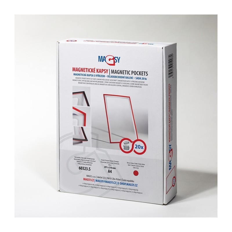 Buzunar magnetic A4 cu decupaj - roșu - set 20 buc