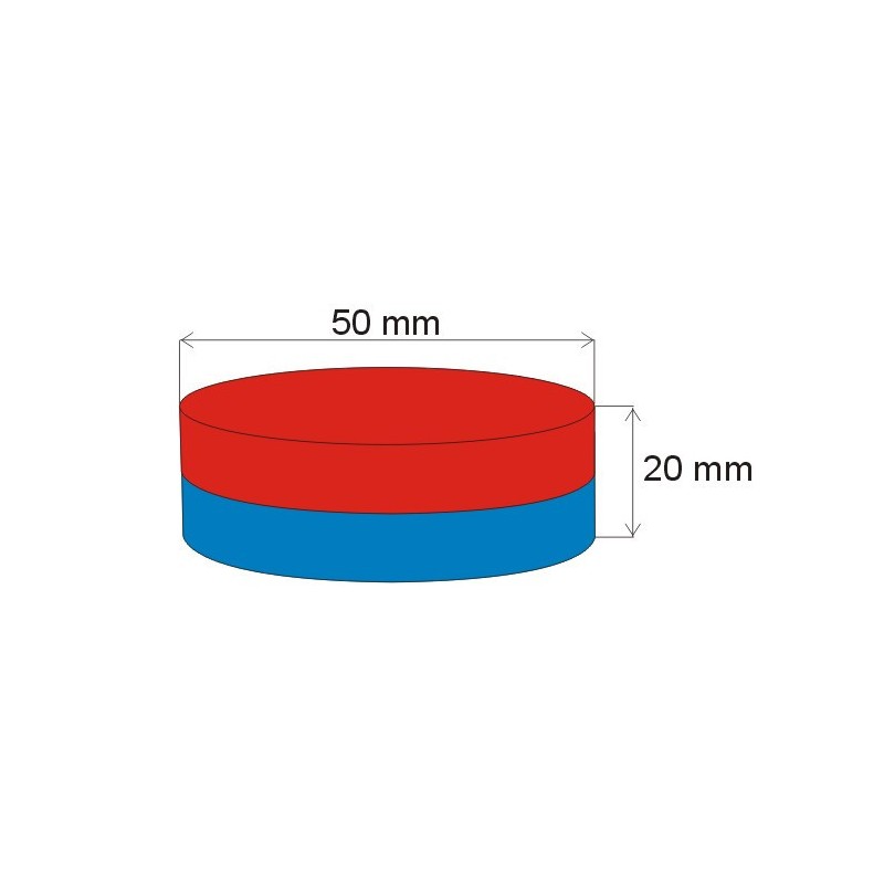 Magnet neodim cilindru cu diam.50x20 N 80 °C, VMM7-N42