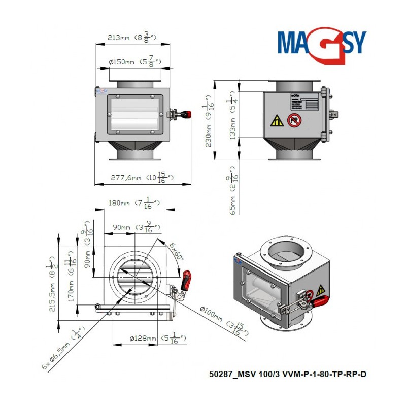 Separator magnetic cu grile MSV 100/3 VVM-P-1-80-TP-RP-D