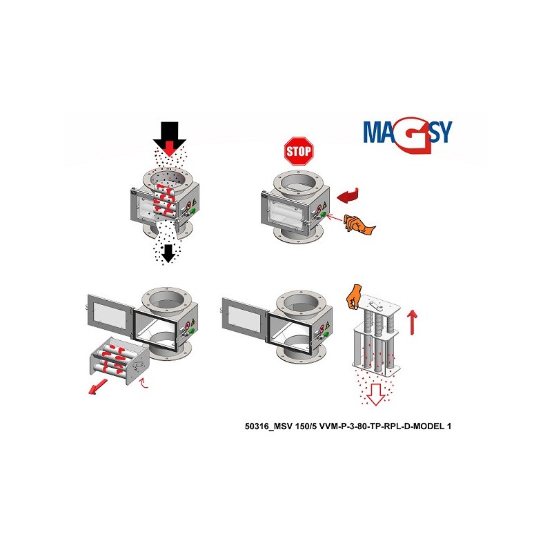 Separator magnetic cu grile MSV 150/5 VVM-P-3-80-TP-RPL-D-MODEL 1