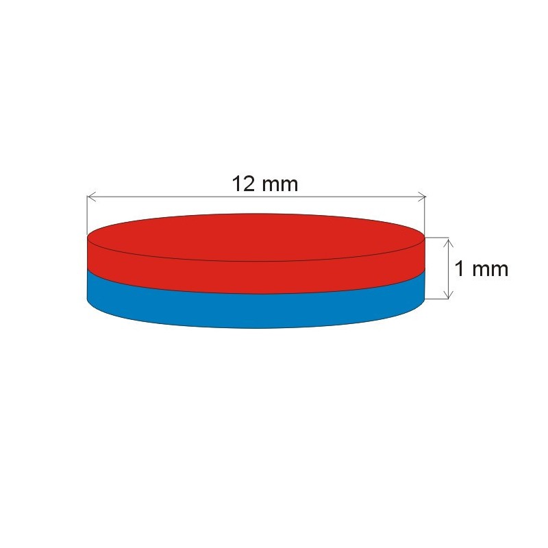 Magnet neodim cilindru cu diam.12x1 N 80 °C, VMM5-N38
