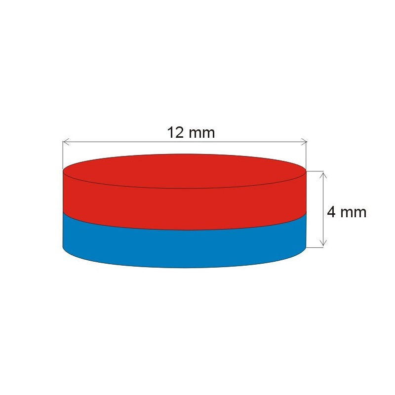 Magnet neodim cilindru cu diam.12x4 N 80 °C, VMM7-N42