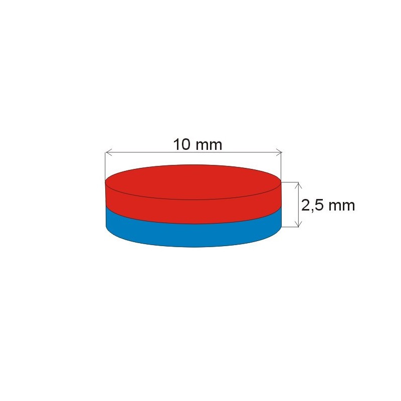 Magnet neodim cilindru cu diam.10x2,5 N 80 °C, VMM7-N42