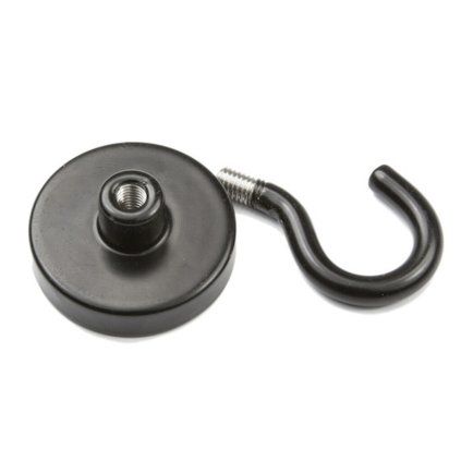Cârlig magnetic neodim negru cu diametrul de 32 mm
